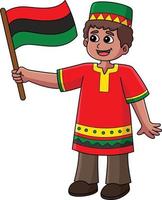 kwanzaa pojke innehav en flagga tecknad serie färgad ClipArt vektor