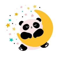 söt panda på de måne. barns vektor illustration