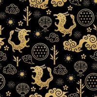 kinesiska traditionella stjärntecken drake seamless mönster. orientalisk prydnad vektor