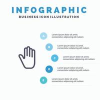 Körpersprache Gesten Hand Interface Liniensymbol mit 5 Schritten Präsentation Infografiken Hintergrund vektor