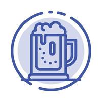 alkohol fest öl fira dryck burk blå prickad linje linje ikon vektor
