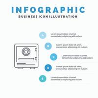 Tresorbank Einzahlungssperre Geld Sicherheit Sicherheitslinie Symbol mit 5 Schritten Präsentation Infografiken Backgr vektor