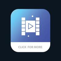 video spela filma mobil app knapp android och ios glyf version vektor