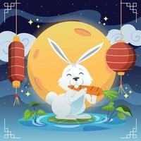 kanin äter smaskigt morot på kinesisk ny år vektor