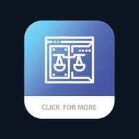 Business Copyright Court Digital Law Mobile App Button Android- und iOS-Line-Version vektor