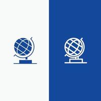 World Office Globe Web Line und Glyph Solid Icon Blue Banner vektor