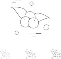 kirschlebensmittel obst fett und dünn schwarze linie symbolsatz vektor