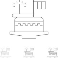 Kuchen feiern Tag Festival Patrick Fett und dünne schwarze Linie Symbolsatz vektor