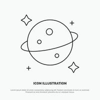 planet saturn Plats linje ikon vektor