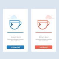 Tasse Tee Kaffee Basic Blau und Rot Jetzt herunterladen und kaufen Web-Widget-Kartenvorlage vektor