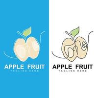 Fruchtapfel-Logodesign, roter Fruchtvektor, mit abstraktem Stil, Illustration des Produktmarkenetiketts vektor