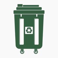 editierbare, flache, einfarbige, isolierte Mülleimer-Vektorillustration mit Recycling-Symbol für Sauberkeit, Lebensstil und umweltbezogenes Design vektor