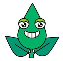 grünes Pflanzenblatt fröhliches Emoticon-Symbol vektor