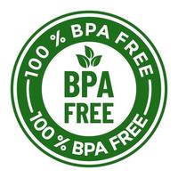 100 Prozent bpa-freies Vektorlogo oder -abzeichen. Dieses Design verwendet ein Blattsymbol. geeignet für Naturprodukt. vektor