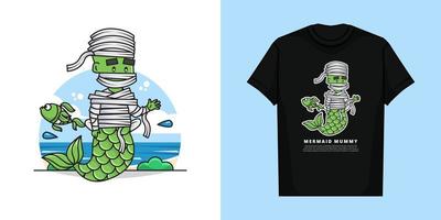 illuatration vektor grafisk av sjöjungfru mamma karaktär med t-shirt design