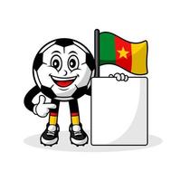 maskot tecknad serie fotboll cameroon flagga med baner vektor