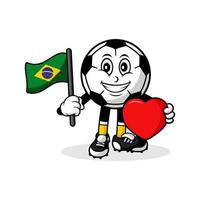 maskottchen cartoon fußball liebe brasilien flaggenentwurf vektor