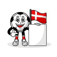 maskot tecknad serie fotboll Danmark flagga med baner vektor