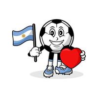 maskot tecknad serie fotboll kärlek argentina flagga design vektor