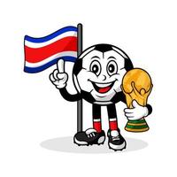 maskot tecknad serie fotboll costa rica flagga med trofén värld vinnare vektor