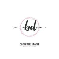 bd Anfangshandschrift und Signatur-Logo-Design mit Kreis. schönes design handgeschriebenes logo für mode, team, hochzeit, luxuslogo. vektor