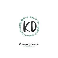 kd Anfangshandschrift und Signatur-Logo-Design mit Kreis. schönes design handgeschriebenes logo für mode, team, hochzeit, luxuslogo. vektor