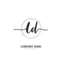 ld Anfangshandschrift und Signatur-Logo-Design mit Kreis. schönes design handgeschriebenes logo für mode, team, hochzeit, luxuslogo. vektor