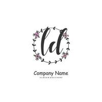 ld Anfangshandschrift und Signatur-Logo-Design mit Kreis. schönes design handgeschriebenes logo für mode, team, hochzeit, luxuslogo. vektor