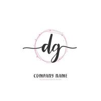 dg Anfangshandschrift und Signatur-Logo-Design mit Kreis. schönes design handgeschriebenes logo für mode, team, hochzeit, luxuslogo. vektor