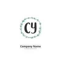 cy Anfangshandschrift und Signatur-Logo-Design mit Kreis. schönes design handgeschriebenes logo für mode, team, hochzeit, luxuslogo. vektor