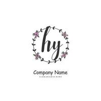 hy Anfangshandschrift und Signatur-Logo-Design mit Kreis. schönes design handgeschriebenes logo für mode, team, hochzeit, luxuslogo. vektor