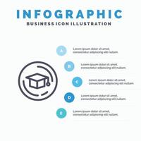 Cap Bildung Graduierung Liniensymbol mit 5 Schritten Präsentation Infografiken Hintergrund vektor