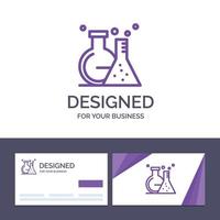 kreativ företag kort och logotyp mall flaska labb rör testa vektor illustration