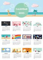 söt säsong- Semester kalender 2023 med särskild festival vektor