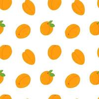 Vektor Cartoon Aprikose nahtlose Muster isoliert auf weißem Hintergrund. verschiedene pfirsich- und aprikosenvektormuster.