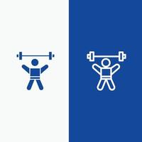 idrottare friidrott avatar kondition Gym linje och glyf fast ikon blå baner linje och glyf fast ikon vektor