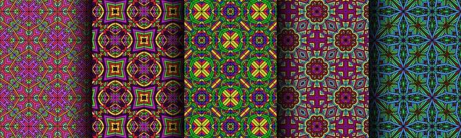 färgrik modern etnisk mönster samling bunt vektor