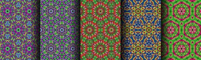 färgrik modern etnisk mönster samling bunt vektor