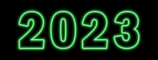 grön neon färgad 2023 år isolerat på svart vektor
