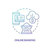 Symbol für das Konzept des blauen Gradienten für Online-Banking. virtuellen Zugriff auf das Konto. digitalisierung der abstrakten idee des service dünne linie illustration. isolierte Umrisszeichnung. vektor