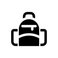 Schulrucksack schwarze Glyphe ui-Symbol. Rucksack für High School, College-Studenten. UI-Design. Schattenbildsymbol auf Leerraum. Solides Piktogramm für Web, Handy. isolierte Vektorillustration vektor