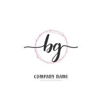 bg Anfangshandschrift und Signatur-Logo-Design mit Kreis. schönes design handgeschriebenes logo für mode, team, hochzeit, luxuslogo. vektor