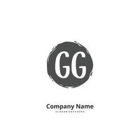 gg Anfangshandschrift und Signatur-Logo-Design mit Kreis. schönes design handgeschriebenes logo für mode, team, hochzeit, luxuslogo. vektor