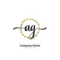 ag Anfangshandschrift und Signatur-Logo-Design mit Kreis. schönes design handgeschriebenes logo für mode, team, hochzeit, luxuslogo. vektor