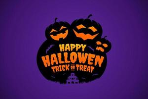 Happy Halloween Hintergrund Vektor mit Kürbissen. gruselige, einfache und Horror-Designs. plakat, banner, flyer für nachtveranstaltung hallowen party und halloween tag