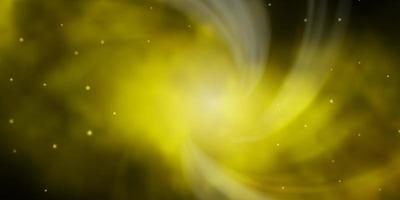 dunkelgrüner, gelber Vektorhintergrund mit bunten Sternen. vektor