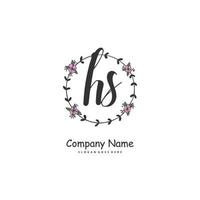 hs Anfangshandschrift und Signatur-Logo-Design mit Kreis. schönes design handgeschriebenes logo für mode, team, hochzeit, luxuslogo. vektor