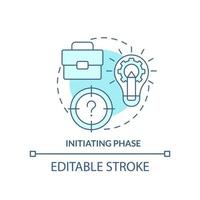 einleitendes Symbol für das türkisfarbene Konzept der Phase. Geschäftsprozesse. Projektmanagement abstrakte Idee dünne Linie Illustration. isolierte Umrisszeichnung. editierbarer Strich. vektor