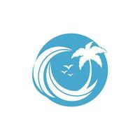 Strand- und Palmenvektorlogo. Reise- und Tourismusschild. vektor