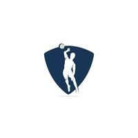 abstrakt volleyboll spelare Hoppar vektor logotyp design.
